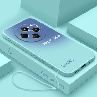 适用小米红米14R手机壳Redmi渐变微笑2411DRN47C磨砂5G硅胶全包防摔保护套男女十四r14新款R5G送钢化膜老人用