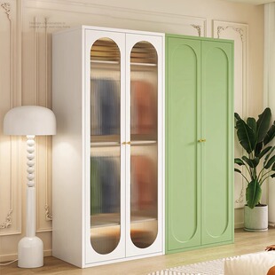 新疆包邮法式奶油风衣柜家用卧室大容量钢制储物柜铁皮大衣柜铁艺