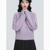 紫色半高领加厚毛衣女2026秋冬新款 内搭小个子上衣 宽松软糯针织衫