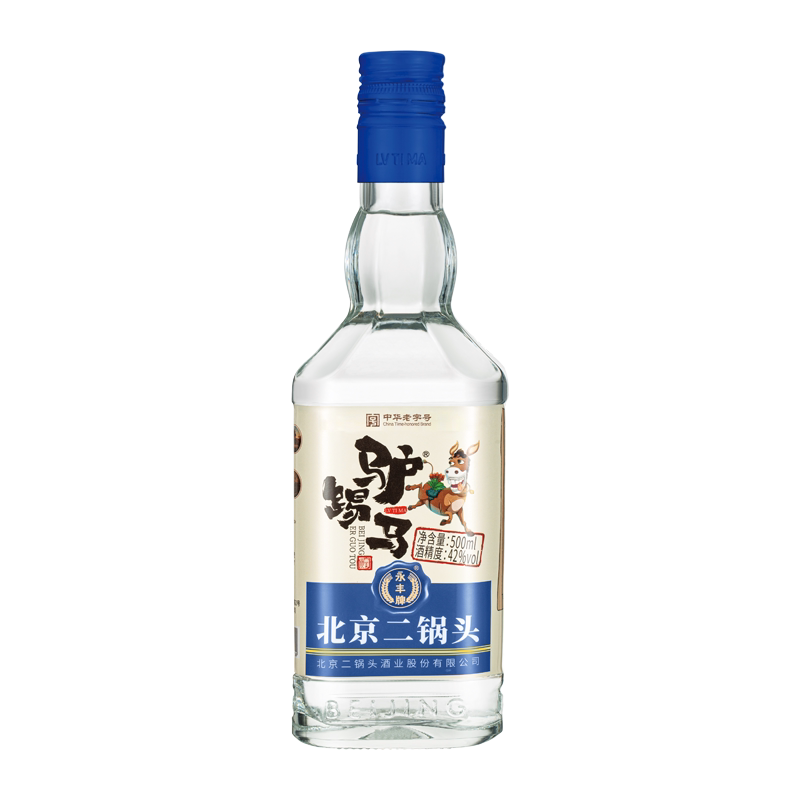 【驴踢马】永丰牌北京二锅头42度蓝标清香型白酒整箱500ml*6蓝标