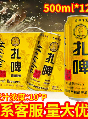 10度精酿原浆啤酒500ml*12易拉罐整箱听装扎啤瓶装礼盒装批发特价