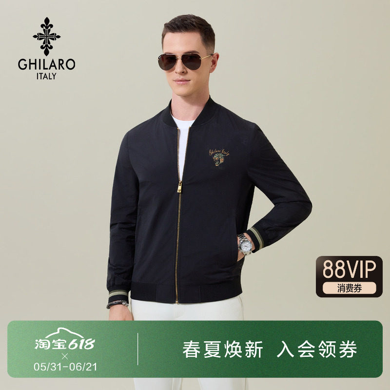 雷迪波尔旗下潮牌吉那诺男装时尚经典满幅印花休闲棒球领夹克外套