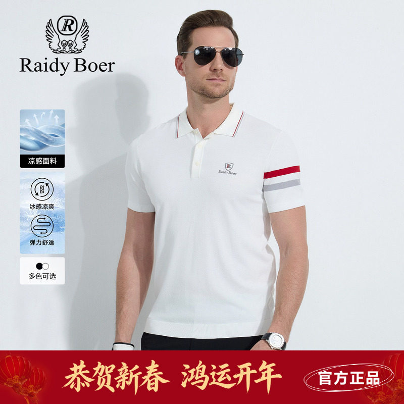 雷迪波尔男装短袖T恤2025夏季新款翻领运动polo衫短袖弹力针织衫