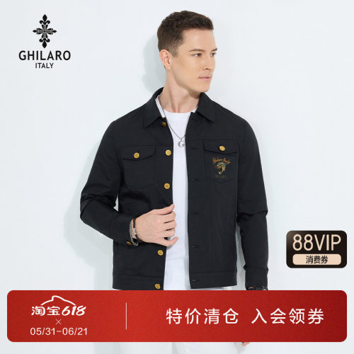 古劳吉那诺春秋翻领多袋夹克外套