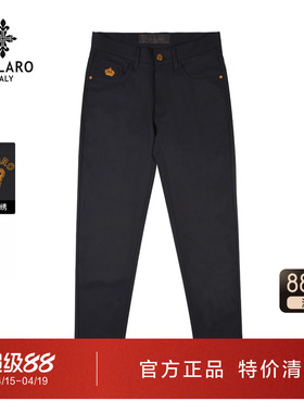 雷迪波尔旗下品牌古劳吉那诺2025夏季新款中腰微弹刺绣黑色休闲裤