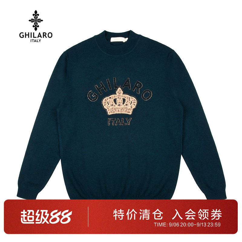 古劳吉那诺纯羊毛半高领羊毛衫男