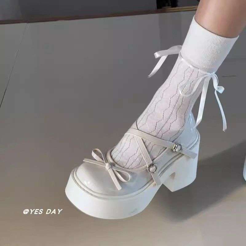 Miss Smile增高厚底玛丽珍小皮鞋女2025新款日系jk粗跟高跟