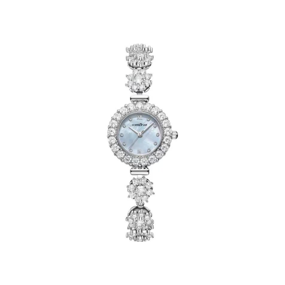 康洛薇COMLORVEI旋转山茶花系列镶钻爆闪甜妹手表石英机芯贝母678