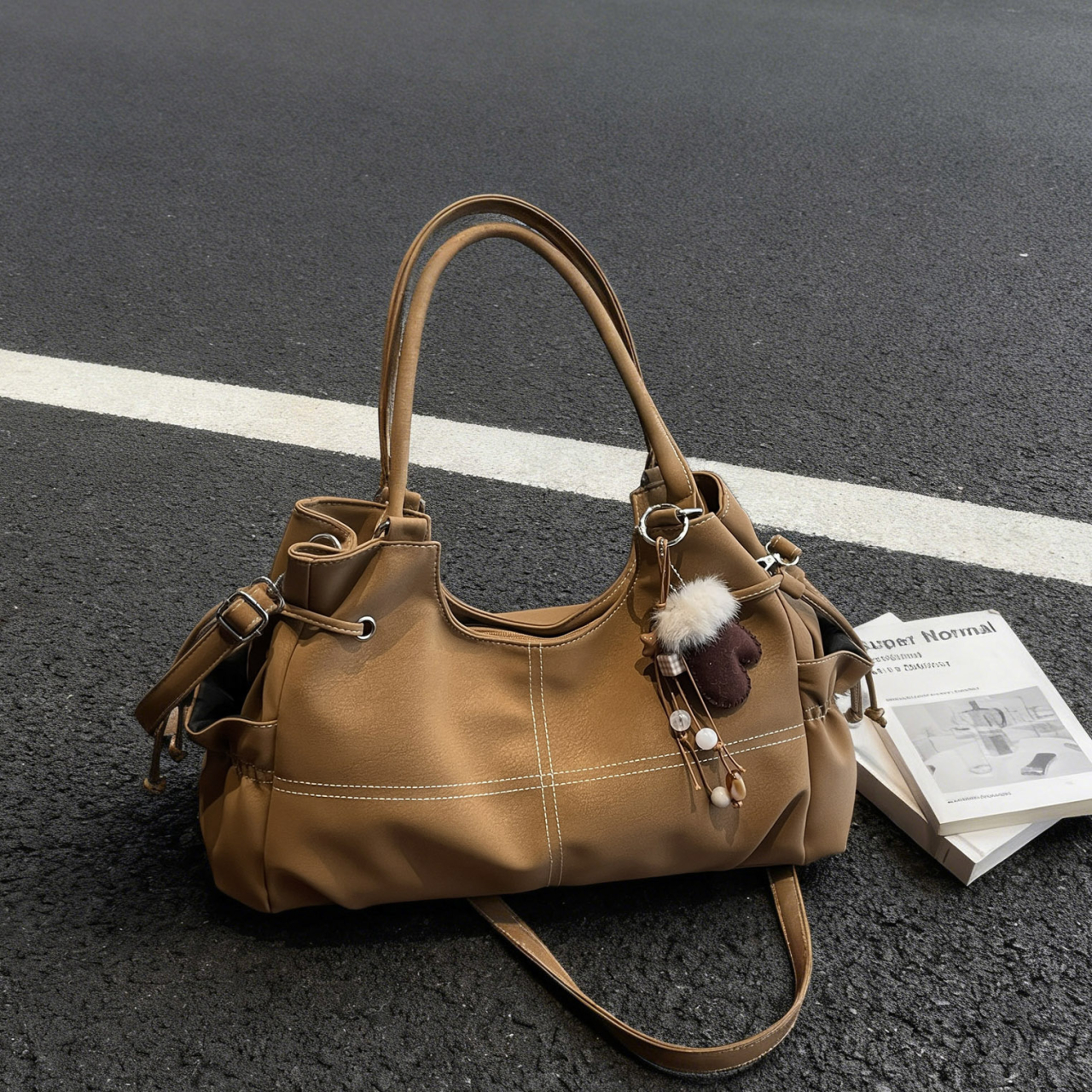 时尚复古美拉德棕色托特包