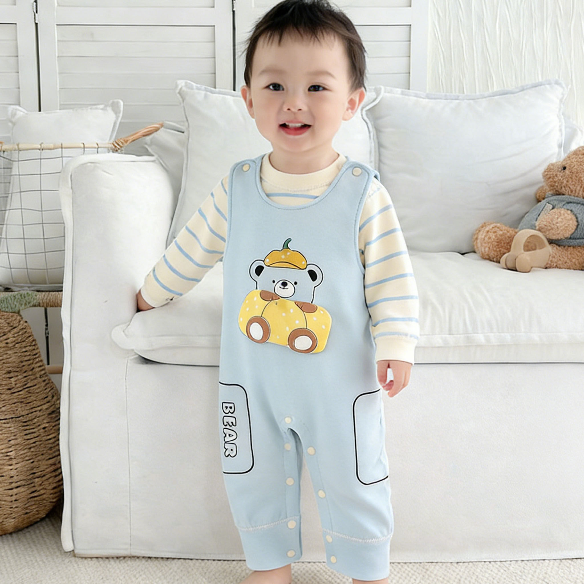 婴儿套装春秋宝宝外出衣服洋气超萌条纹T恤背带连体春装2件套童装,童装/婴儿装/亲子装,连身衣/爬服/哈衣,淘宝优惠券,粉丝福利购,淘宝优惠卷