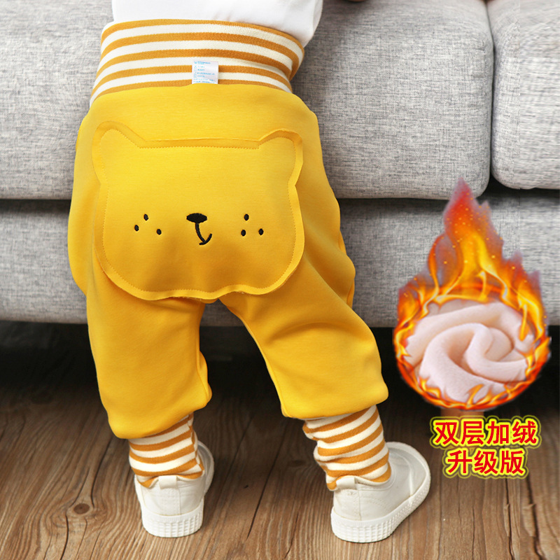 婴儿高腰护肚裤加绒秋冬季