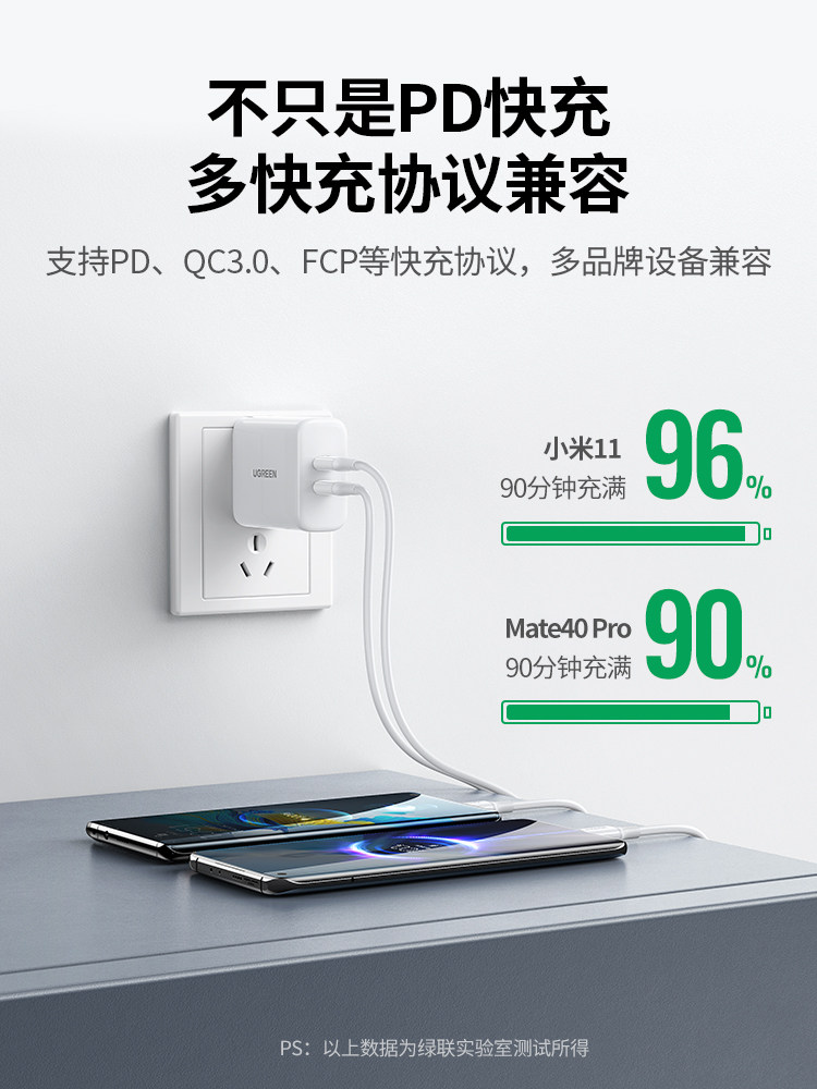 绿联iPhoneSE3充电器40W双typec多口适用于苹果13pro12max华为mat怎么看?