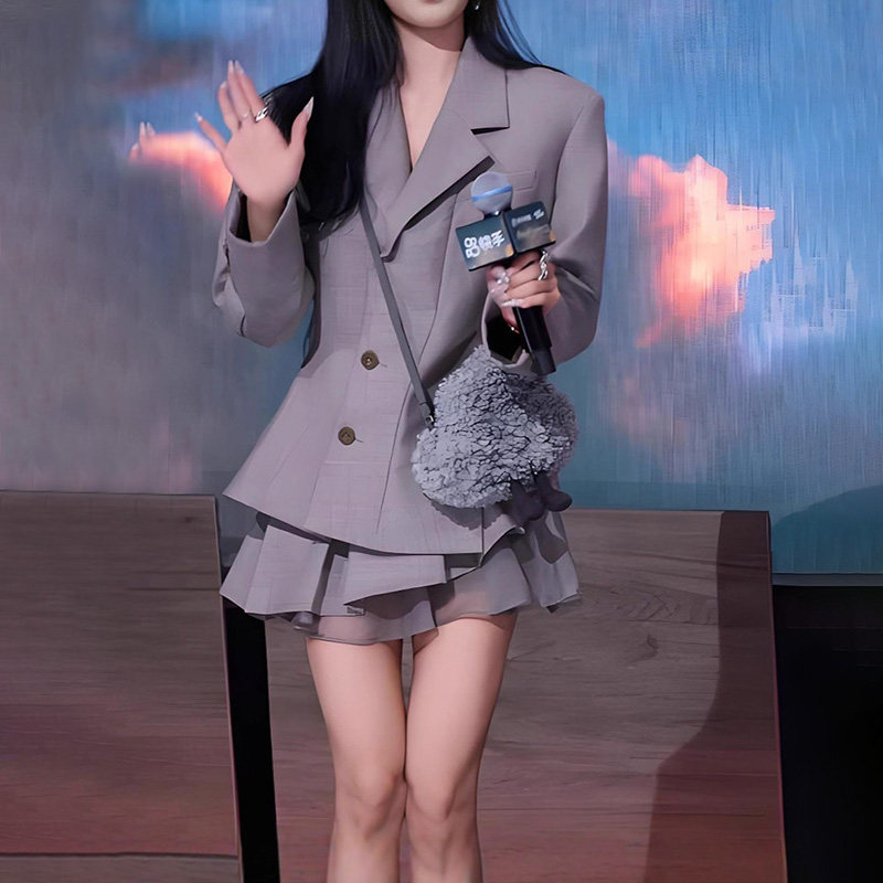 高级感气质黑色西装外套女