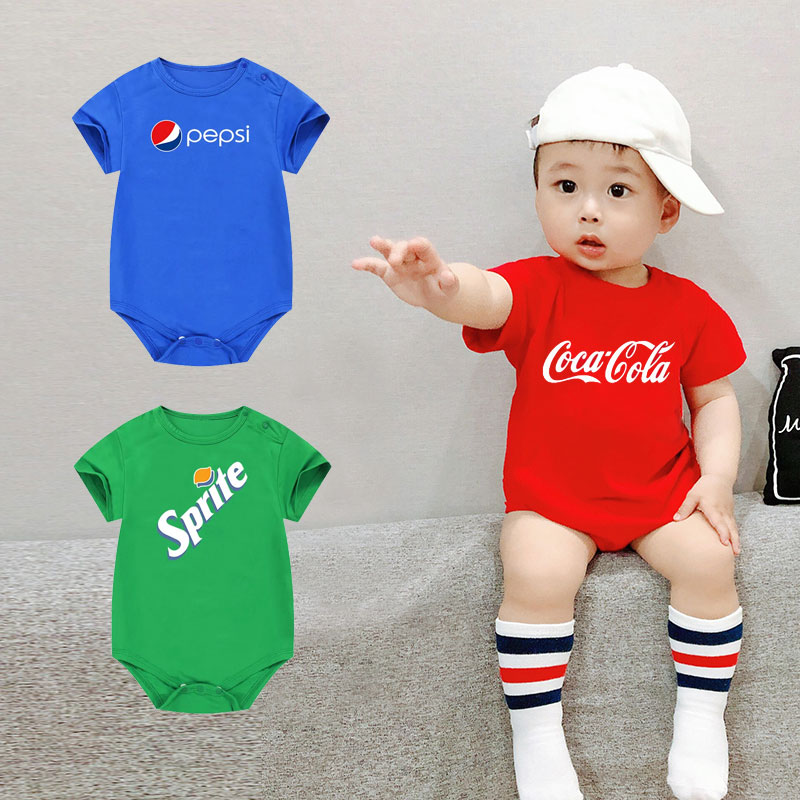 nasa夏季新生婴儿宝宝爬服可口可乐百事连体衣包庇三角哈衣服超萌