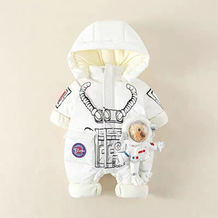 na sa冬季 新生婴儿羽绒服卡通小熊宝宝连体衣鹅白鸭绒拜年外出服