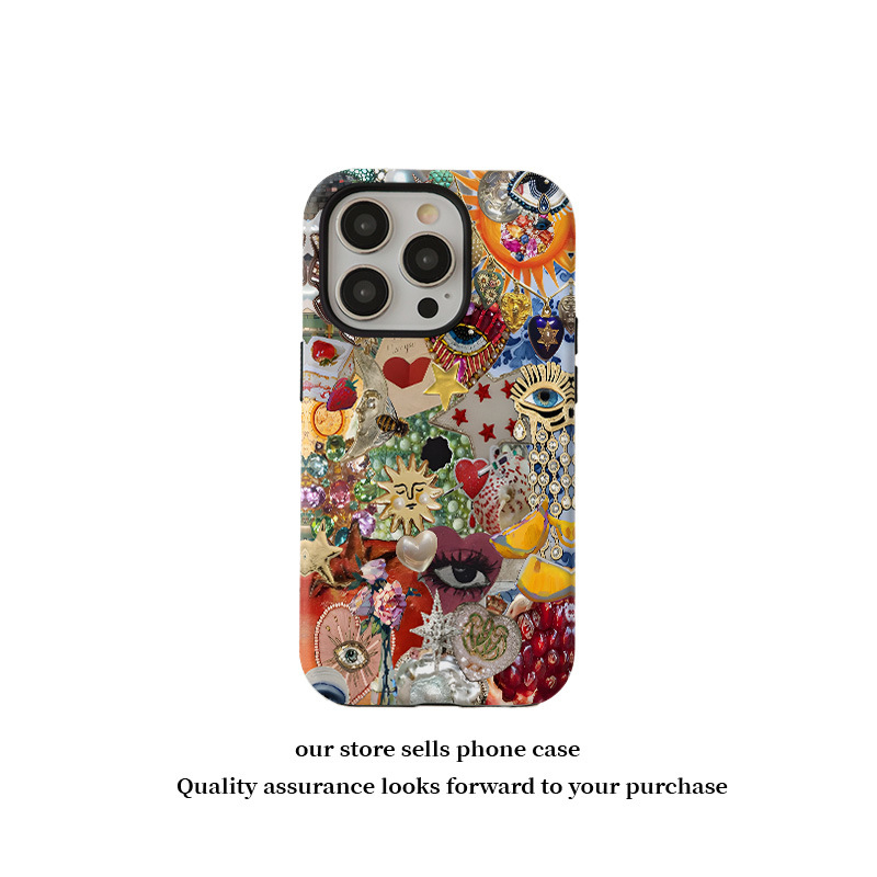 抽象眼睛菲林二合一苹果手机壳16适用于15promax保护14防摔13/12p