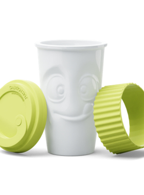 新款tassen表情杯德国进口 黄色马克杯带盖可爱杯子礼盒餐具礼盒