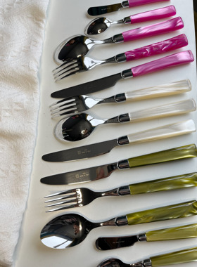 新款 意大利原装进口Rivadossi珠光贝母光不锈钢刀叉勺家用餐具