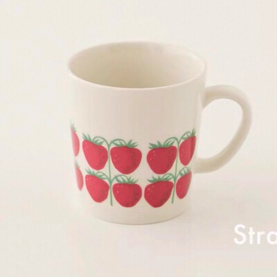 限定芬兰进口 日本限定Arabia草莓限定马克杯北欧陶瓷杯餐具盘碗