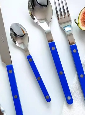 新色 法国进口Sabre paris深蓝色高级不锈钢牛排餐具刀叉套装西餐