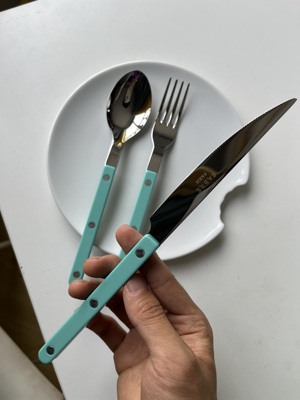 法国正品Sabre薄荷蓝蓝刀叉勺