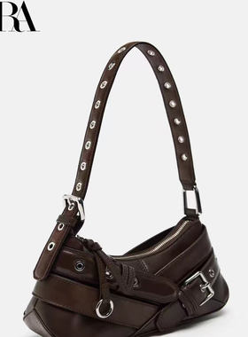 ZAR女包2025新款单肩腋下包复古机车包小众朋克德拉美包包