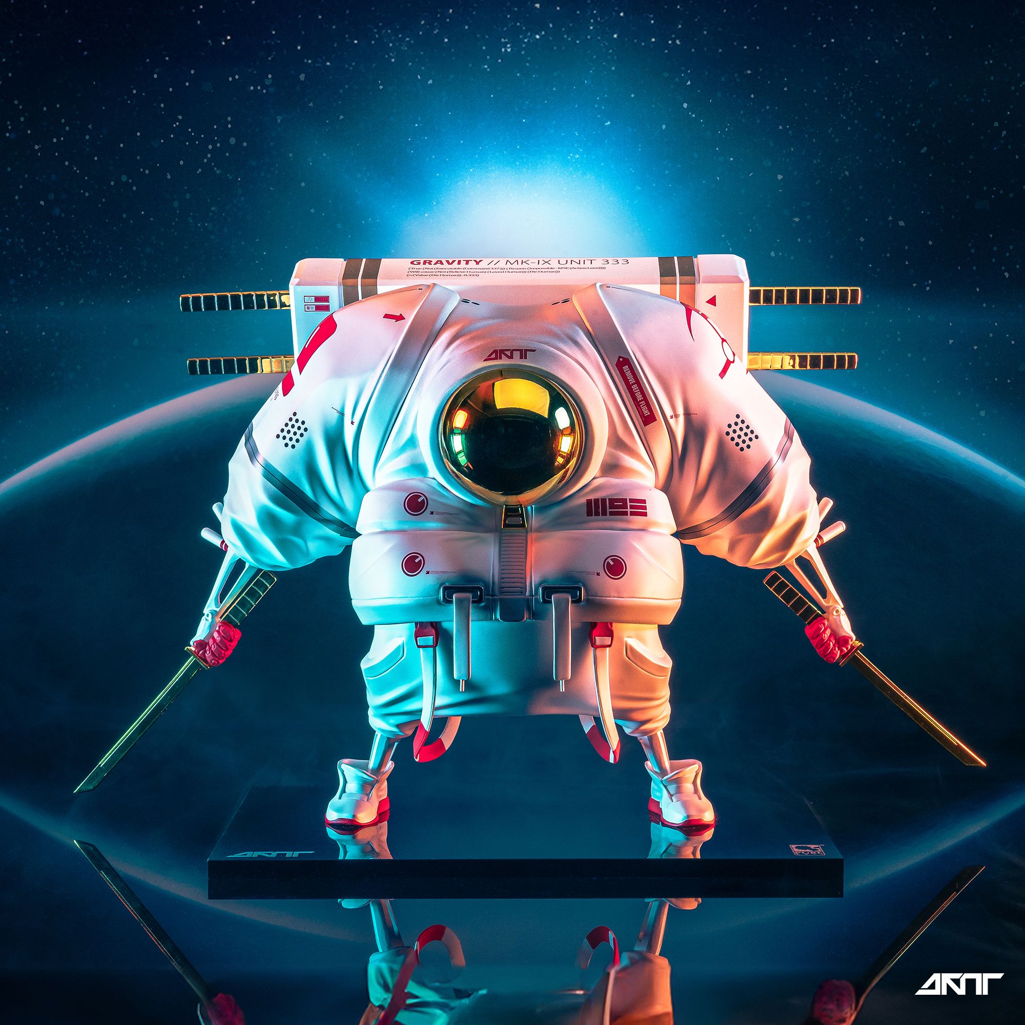 『现货』PureArts 潮玩玩具原创九眼大师 Gravity太空武士雕像1/6