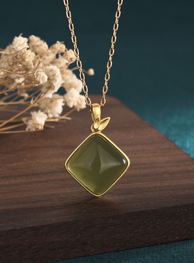 国潮新品配饰中国风复古装汉服配饰仿和田玉竹节气质旗袍仙女项链