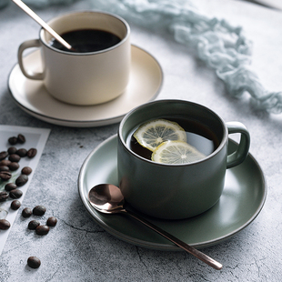 ins网红精致花茶杯陶瓷杯 北欧哑光咖啡杯碟家用复古下午茶具套装