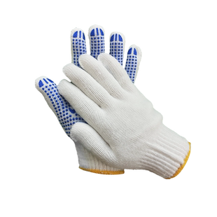 劳保手套耐磨点塑加厚点珠胶白纱线手套防滑棉纱工作手套防护用品