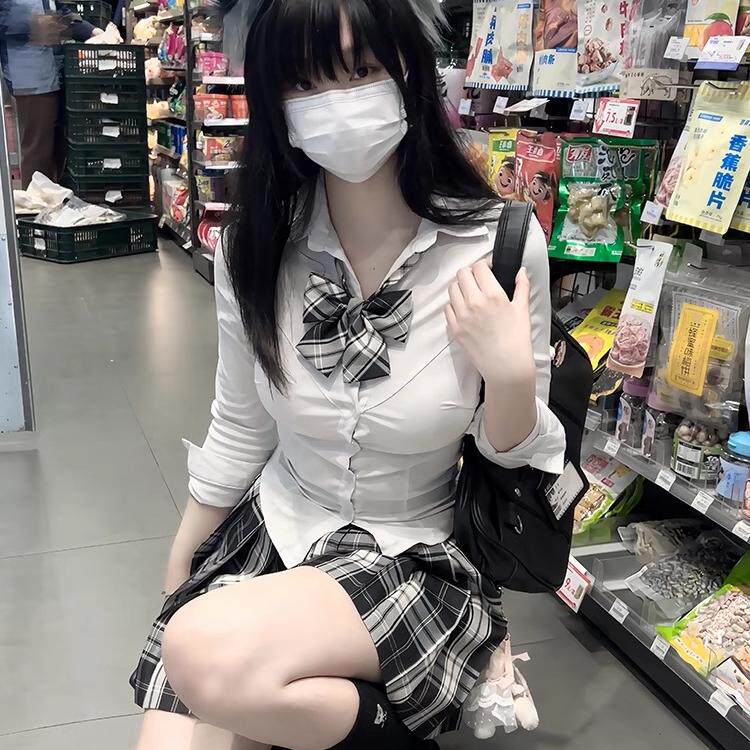 jk制服收腰衬衫修身显瘦大百搭图片