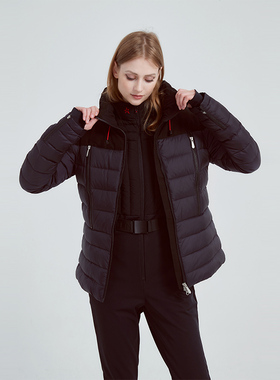 PERFECT MOMENT女士滑雪服白鹅绒防水挡风立领隐藏帽户外双板外套