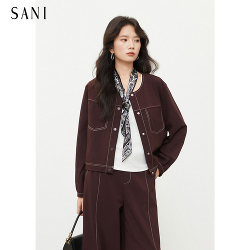 【SANI新品】气质复古紫红色外套