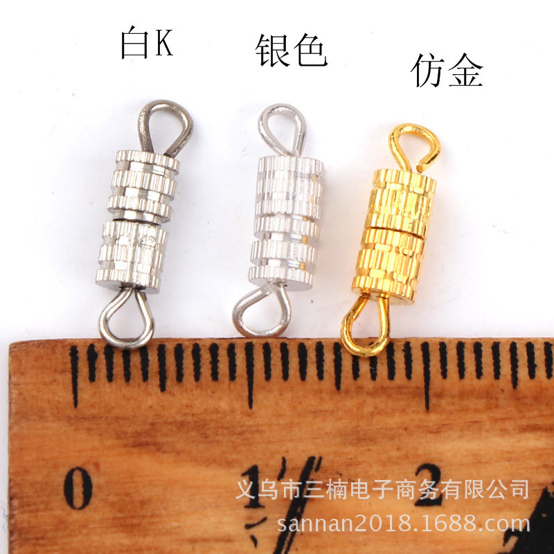20个螺旋式项链手链连接扣螺丝拧扣 4*14mm手工材料饰品配饰