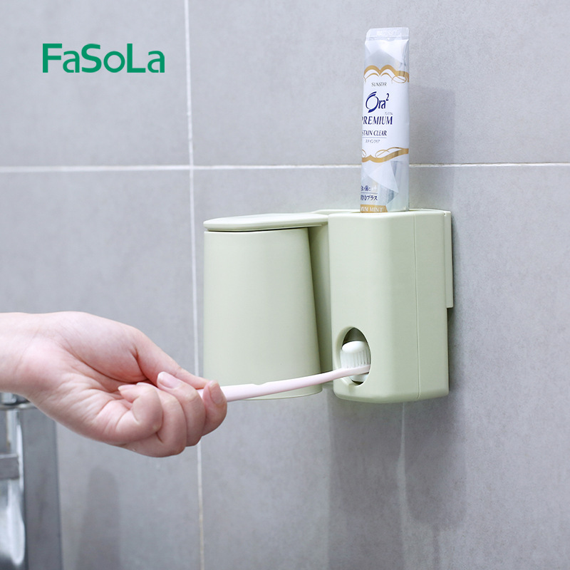 fasola牙刷置物架挤牙膏壁挂式自动挤压器吸壁卫生间刷牙挂墙