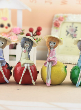 创意水果女孩树脂工艺品客厅卧室家居装饰品玩偶汽车用品饰品