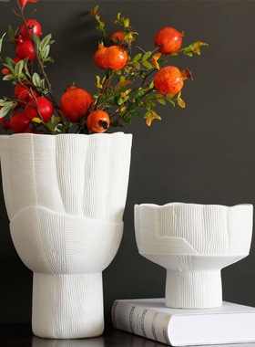 现代简约鼎纹插花花器摆件样板房茶几客厅艺术软装饰品家居大