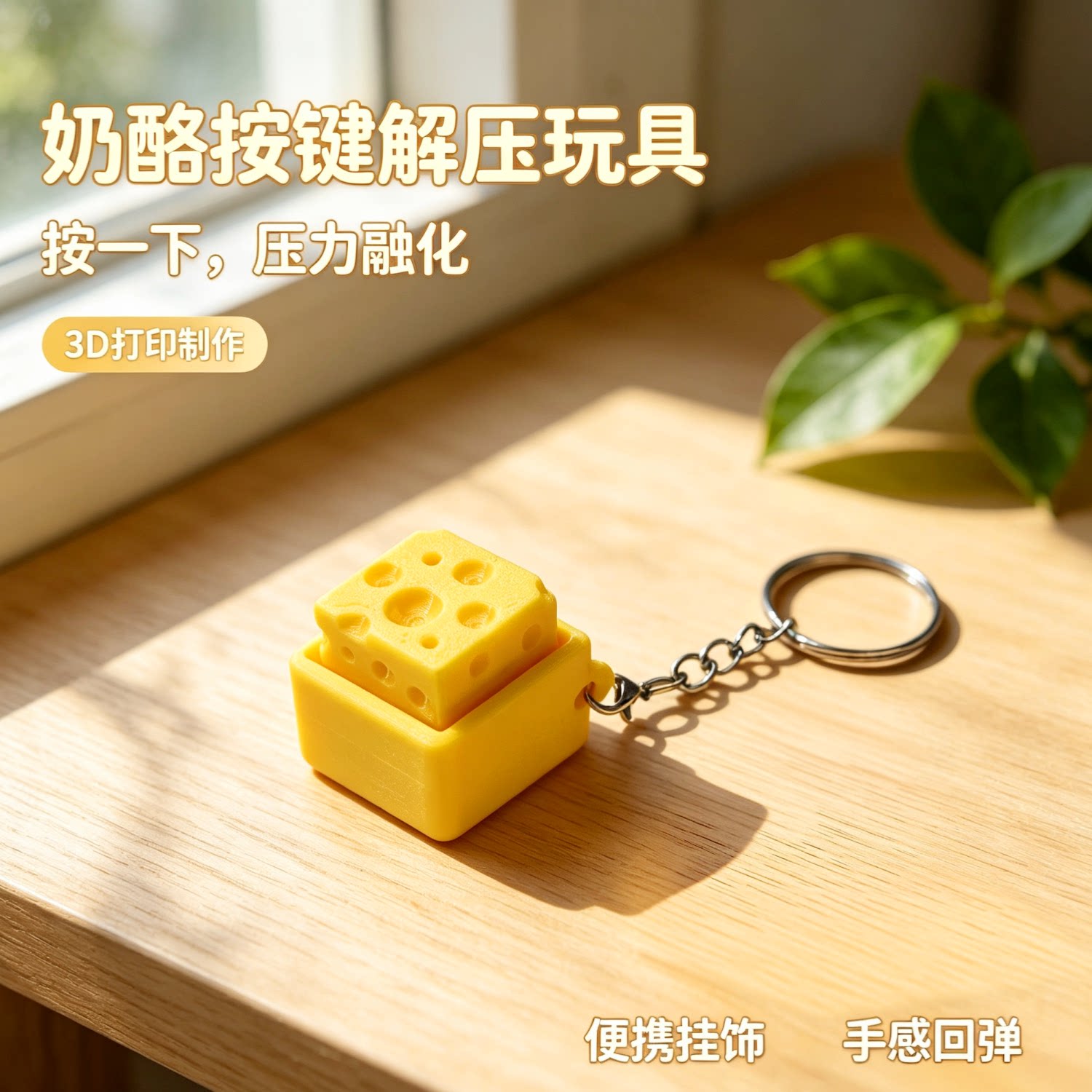 3D打印奶酪按键解压钥匙扣