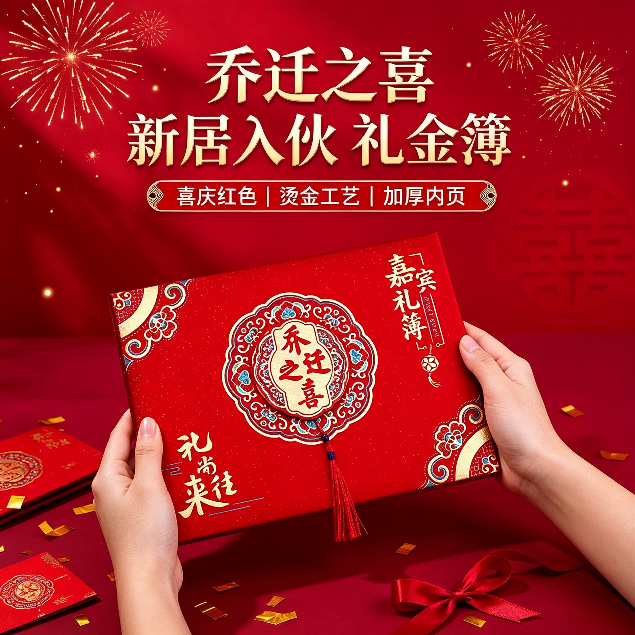 进宅大吉乔迁礼金簿软面送笔2支