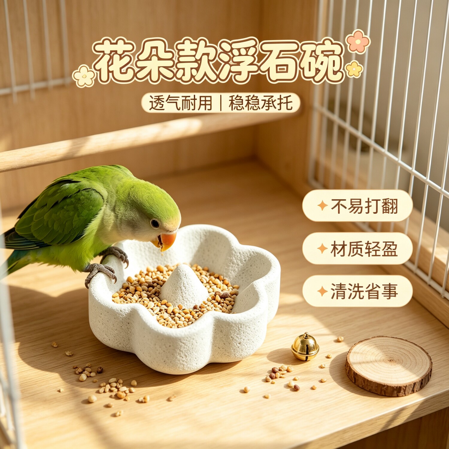 宠帮仕鹦鹉浮石磨嘴磨牙食盆