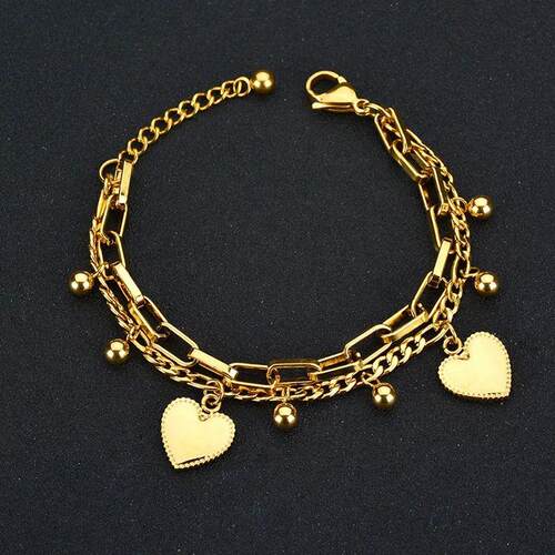 316L Stainless Steel Multilayer Love Heart Bracelet For Wome