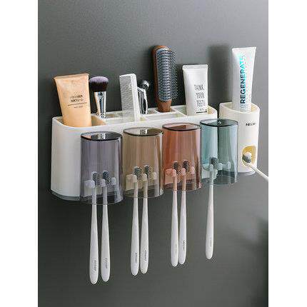 toothbrush tooth cup holder wall rack bathroom mount home