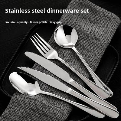 Nordic stainless steel steak knife, fork and spoon set