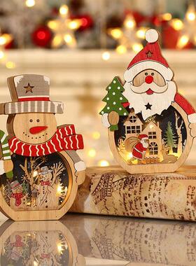 LED luminous Santa Claus wooden decoration圣诞老人摆件