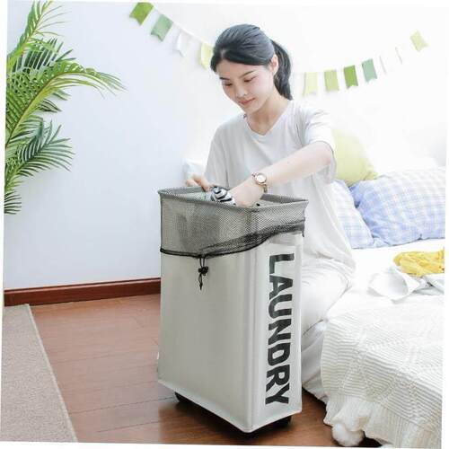 Laundry Basket Foldable Dirty Clothes With Wheels Organizer