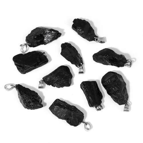 High Quality Natural Black Tourmaline Pendant Natural Irregu