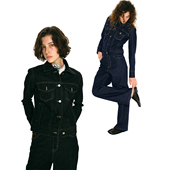 时髦高智感原生丹宁牛仔极简修身 套装 修身 1747 明线牛仔外套长裤