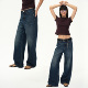 低腰宽松直筒中性百搭牛仔裤 1747 复古重磅靛蓝水洗