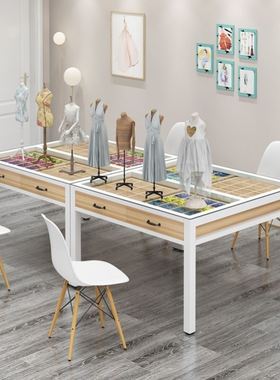 少儿美术培训班桌子儿童学习桌椅玻璃辅导培训课桌椅画室桌设计桌