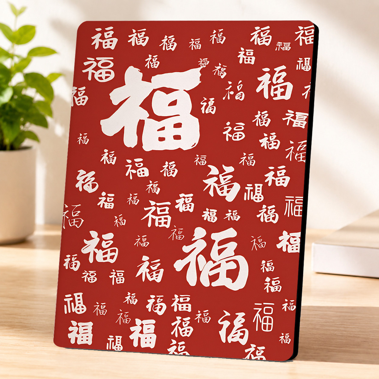 红底百福吉祥喜庆商铺展示摆件